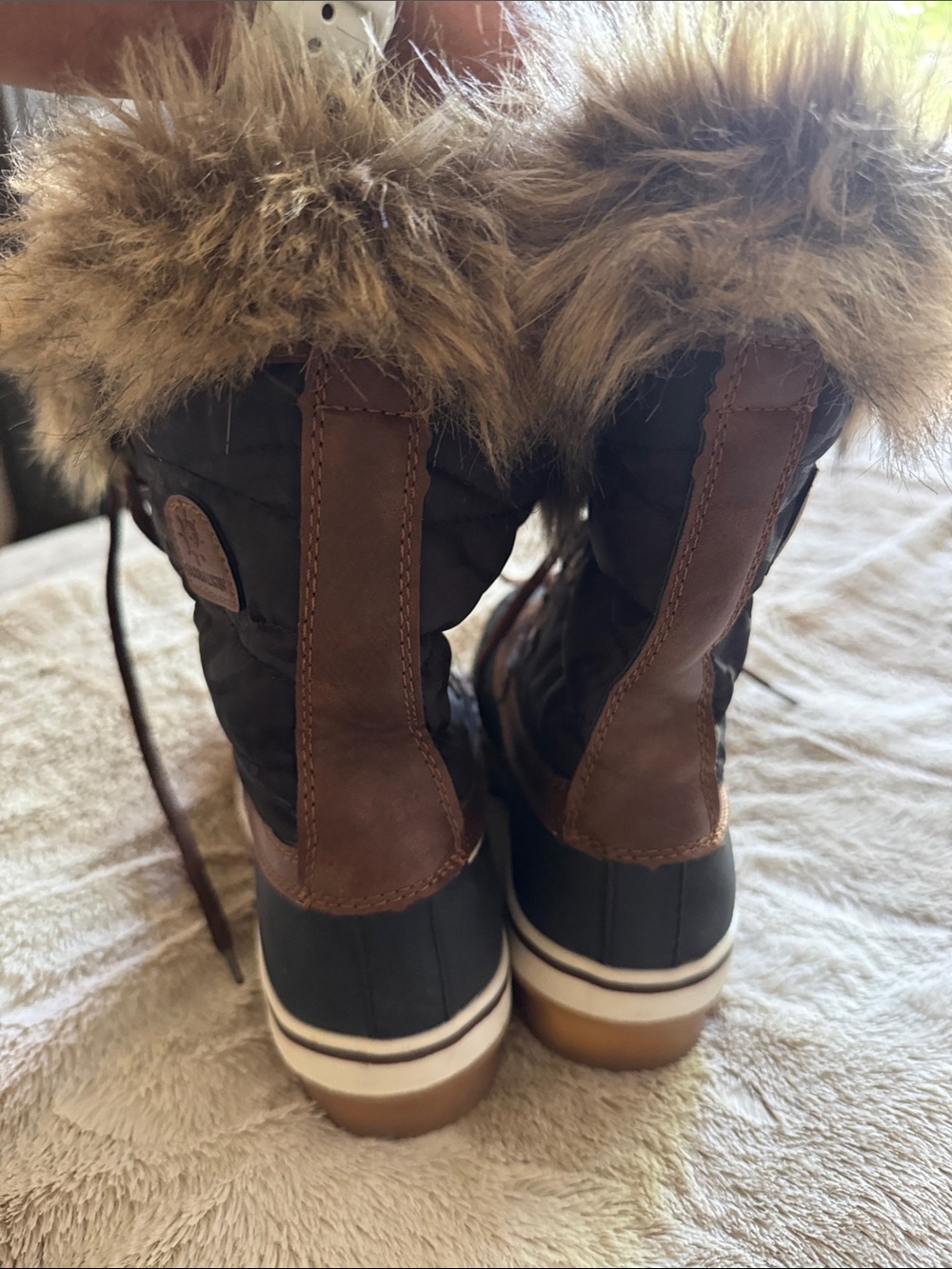 Women’s Brown and Black Faux-Fur Lace-Up Winter Boot - Picture 9 of 9